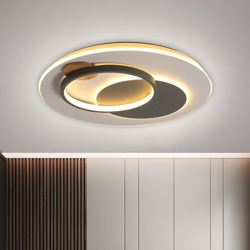 Minimalist Black Multi-Ring LED Ceiling Fixture - 16.5"/20.5" Diameter, Flush Mount Lamp in Warm/White/Third Gear Light