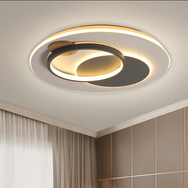 Minimalist Black Multi-Ring LED Ceiling Fixture - 16.5"/20.5" Diameter, Flush Mount Lamp in Warm/White/Third Gear Light