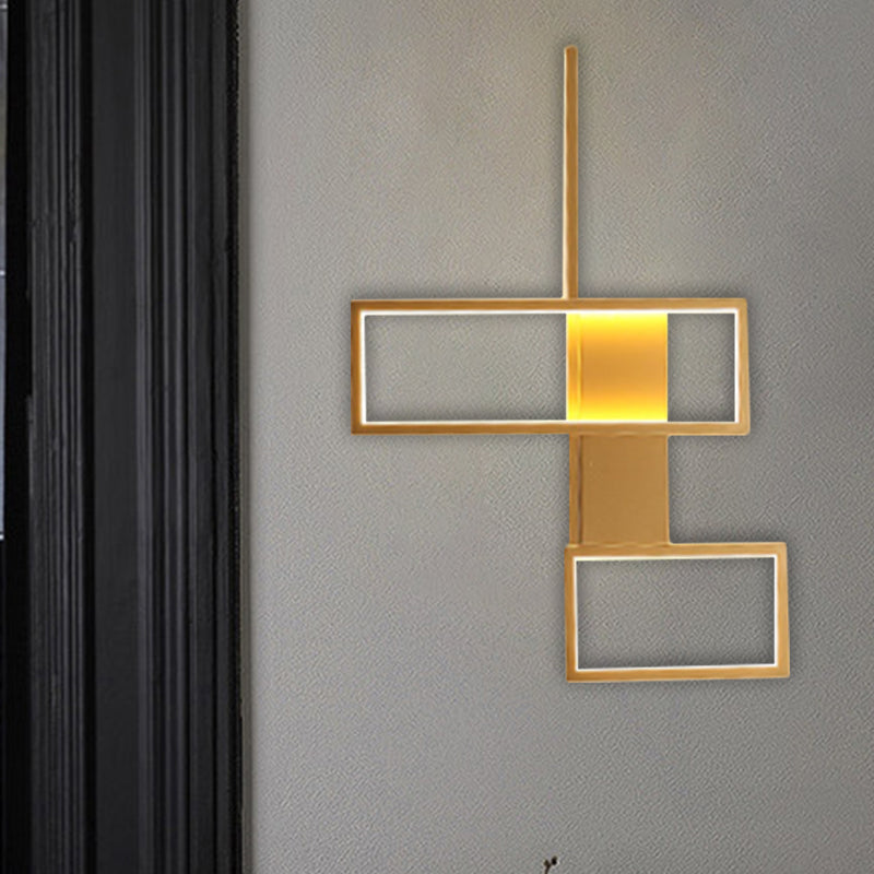 Sleek Black/Gold Rectangle Semi Flush LED Ceiling Light - 19"/27.5"/35.5" L - Easy-to-Install Metal Fixture