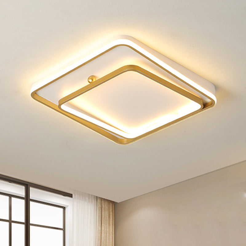 Contemporary White Square Frame Ceiling LED Flush Mount Lamp 19.5" Wide - Warm/White Light