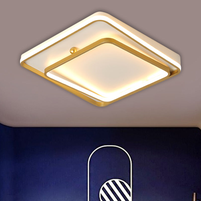 Contemporary White Square Frame Ceiling LED Flush Mount Lamp 19.5" Wide - Warm/White Light