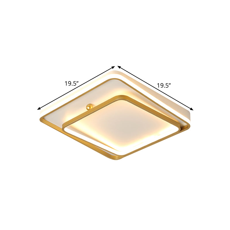 Contemporary White Square Frame Ceiling LED Flush Mount Lamp 19.5" Wide - Warm/White Light