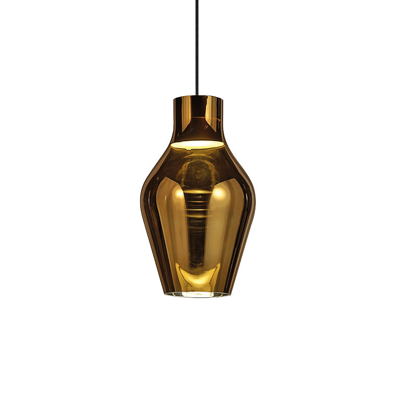 Urn Pendant Lamp - Gold/Smoke Glass - 1 Light - Modern LED Hanging Light - White/Warm Light - 6.5"/8.5" Wide