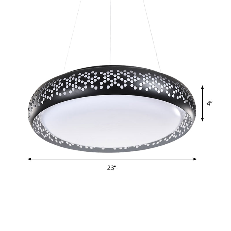 Cursa - Modern Black/White Drum Hanging Pendant Light 1 Head Metal Fixture In Warm/White/Natural