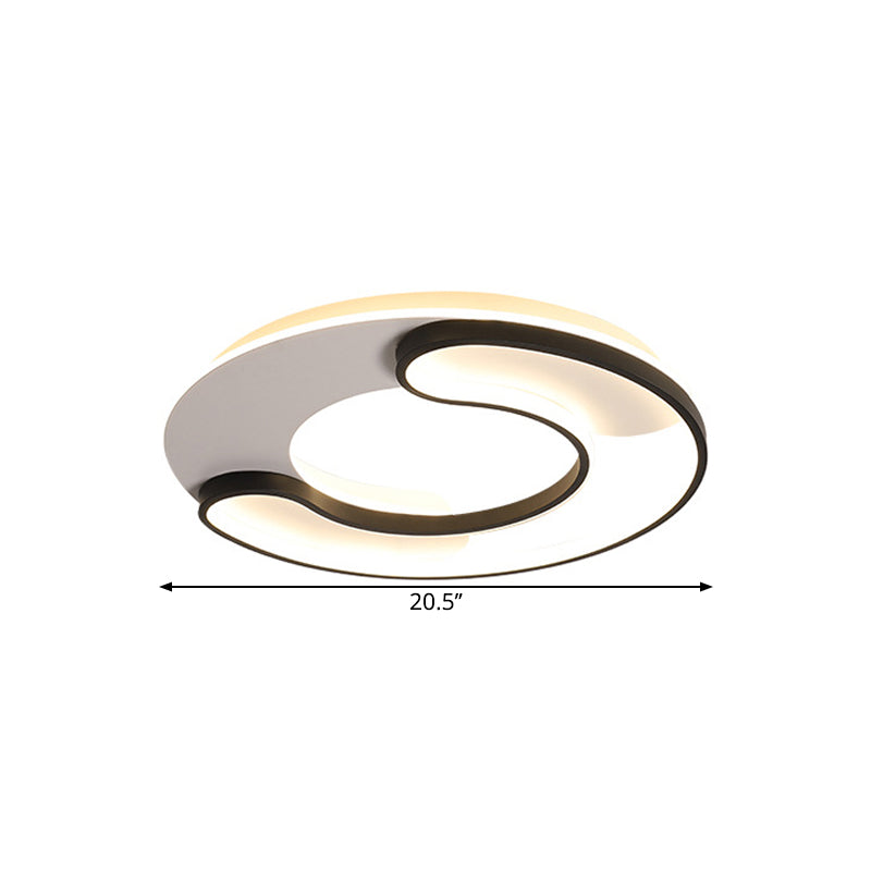 Modern Black Flushmount Led Ceiling Lamp With Adjustable Warm/White Light- 18/20.5 Wide