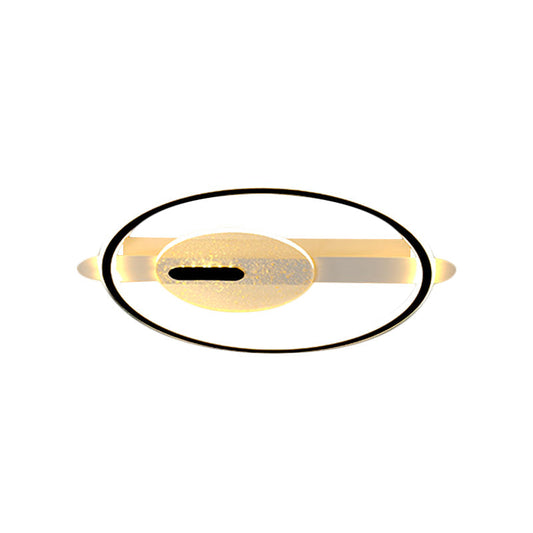 Black/Gold Led Semi-Flush Mount Acrylic Ceiling Lamp In Warm/White Light 16.5/20.5 Width