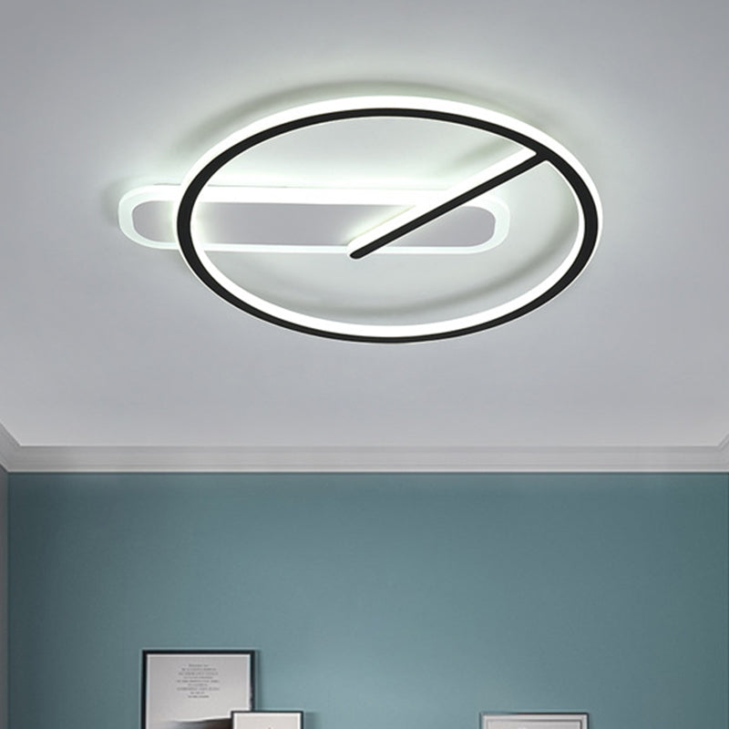 Minimalist Black LED Ceiling Light with Ring and 3 Color Options