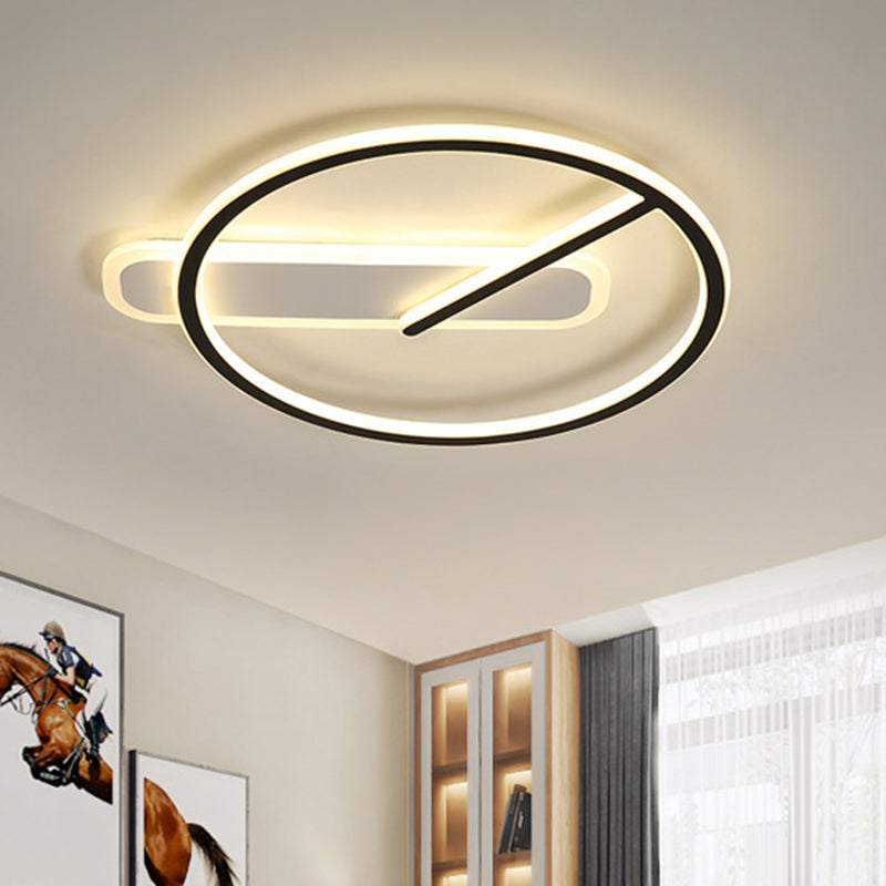 Minimalist Black LED Ceiling Light with Ring and 3 Color Options