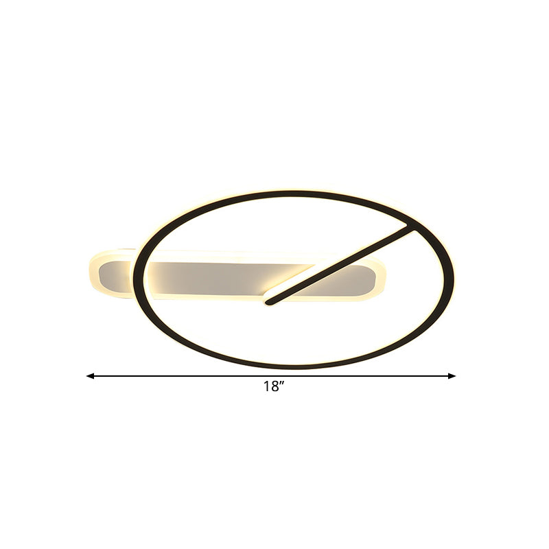 Minimalist Black LED Ceiling Light with Ring and 3 Color Options
