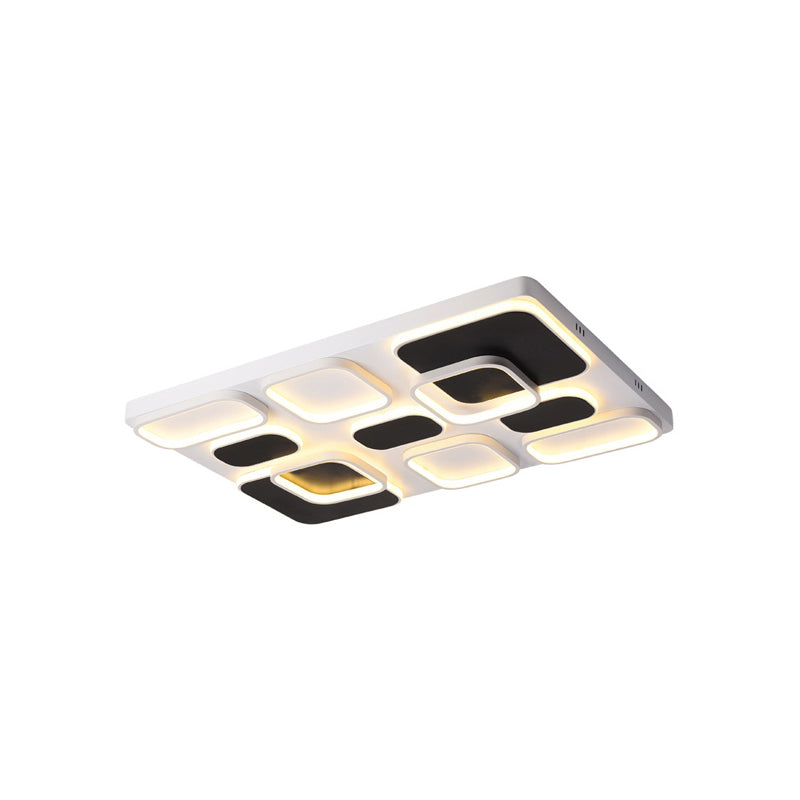 Modern Minimalist Square Flush Ceiling Light in Black – Acrylic Shade, LED, 21.5"/27.5" Width, Perfect for Bedroom