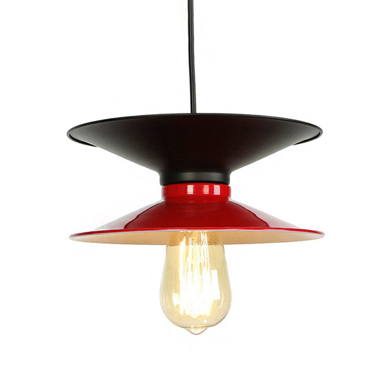 Plafonnier rétro à double cône en métal - Luminaire élégant à 1 lampe pour salle à manger en noir et blanc