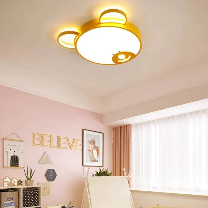 Creative Bear-Shaped LED Ceiling Lamp for Bedroom and Study