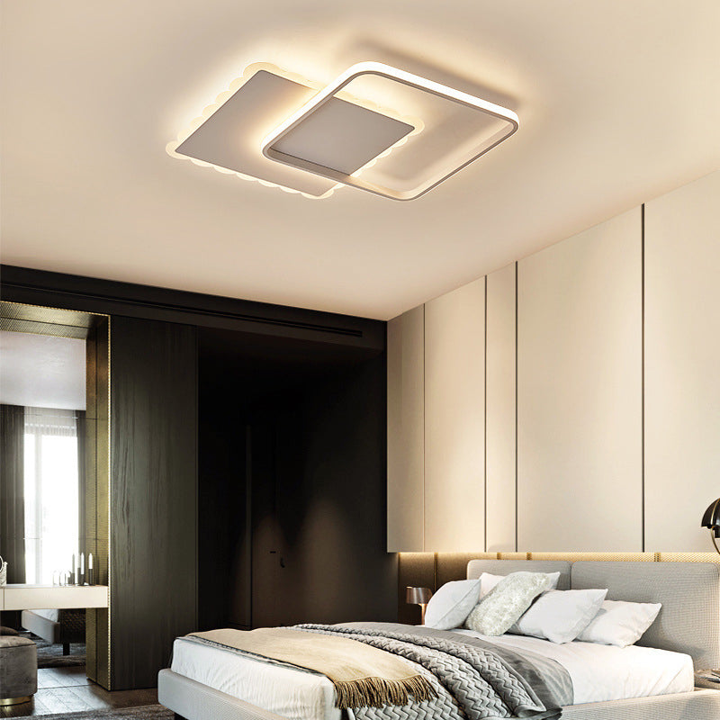 Modern Square Acrylic LED Flush Ceiling Light Fixture in White/Brown with Warm/White/Natural Light