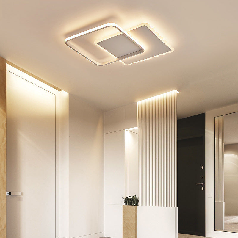 Modern Square Acrylic LED Flush Ceiling Light Fixture in White/Brown with Warm/White/Natural Light