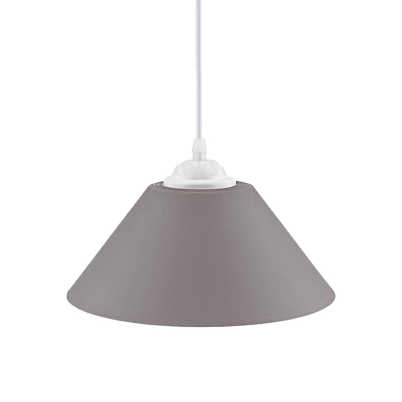 Modern Metal Pendant Light With Adjustable Cord - Black/Gray/Dark Green Shade For Living Room