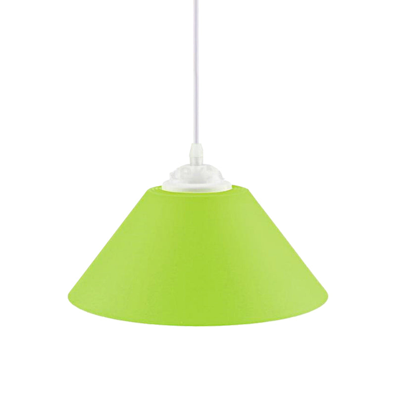 Modern Metal Conic Pendant Light with Adjustable Cord for Living Room - Black/Gray/Dark Green