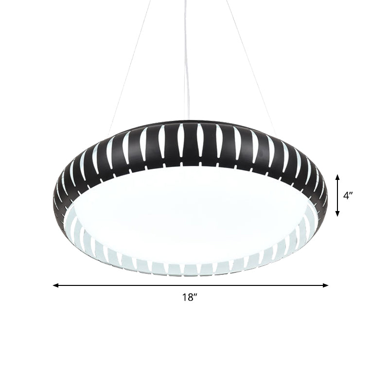 Contemporary Round LED Ceiling Pendant - Metal Gold/Black/White, Warm/White/Natural Light - 18"/22