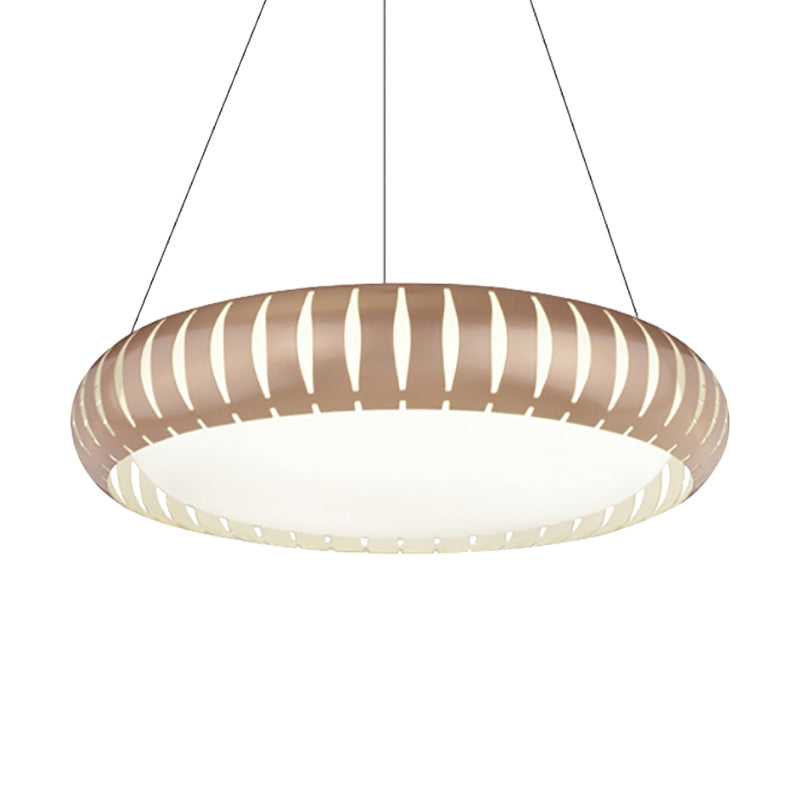 Contemporary Round LED Ceiling Pendant - Metal Gold/Black/White, Warm/White/Natural Light - 18"/22