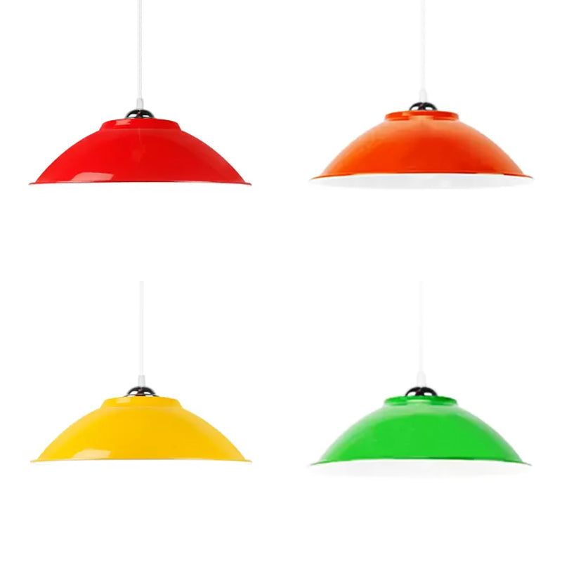 Lampe suspendue industrielle en aluminium - Cordon réglable - 10,5"/14" L - 1 tête - Lampe de restaurant - Rouge/Jaune