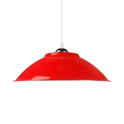 Lampe suspendue industrielle en aluminium - Cordon réglable - 10,5"/14" L - 1 tête - Lampe de restaurant - Rouge/Jaune