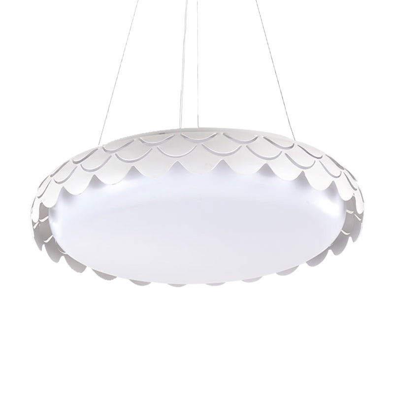 Contemporary Metal LED Fish Scale Pendant Lamp Kit – White/Gold, Warm/White/Natural Light, 19"/23" Wide