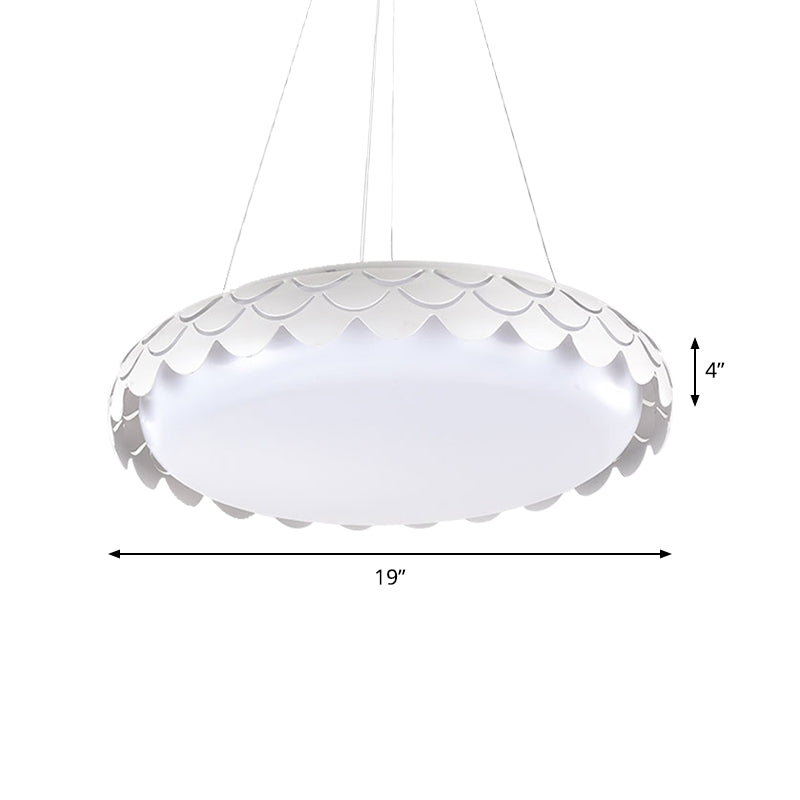 Contemporary Metal LED Fish Scale Pendant Lamp Kit – White/Gold, Warm/White/Natural Light, 19"/23" Wide