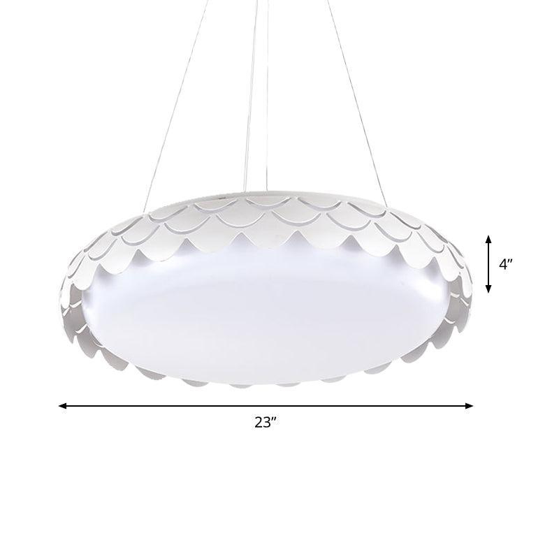 Contemporary Metal LED Fish Scale Pendant Lamp Kit – White/Gold, Warm/White/Natural Light, 19"/23" Wide