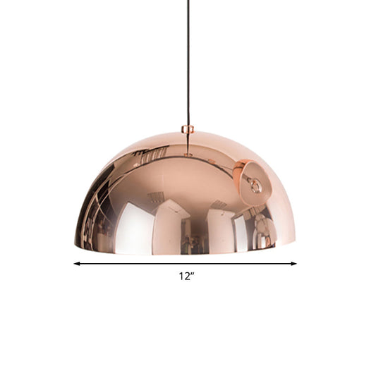Loft Dome Pendant Lighting 10/12 Dia Polished Copper Ceiling Fixture For Kitchen