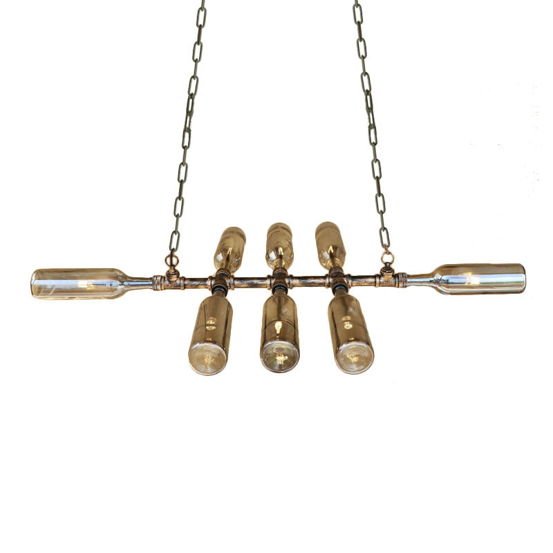 Blue/Amber Vintage Style Glass Bottle Chandelier Pendant Light With 8 Heads For Stairway