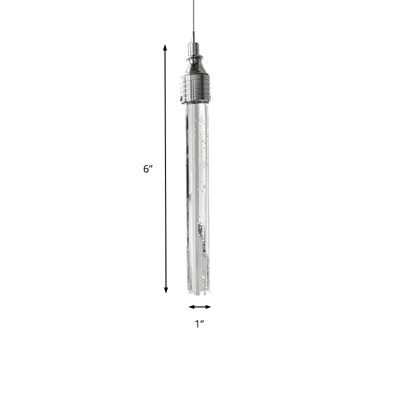 Modern Crystal Hanging Lamp - Tube Shaped 1-Light Pendant In Warm/White Light For Bar Or Living Room