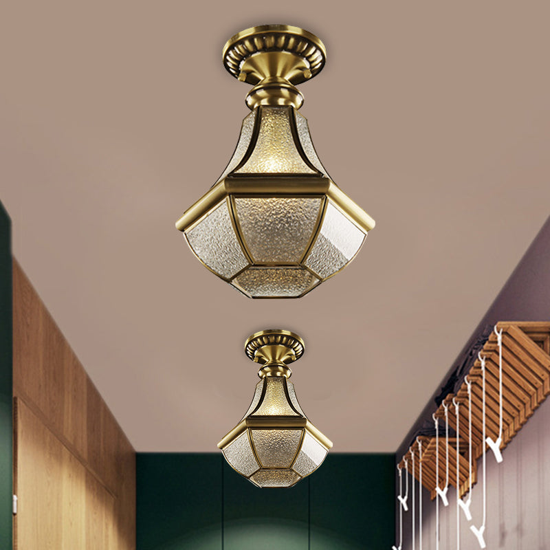 Farmhouse Bell Ceiling Light - Brass Flush Mount for Hallway