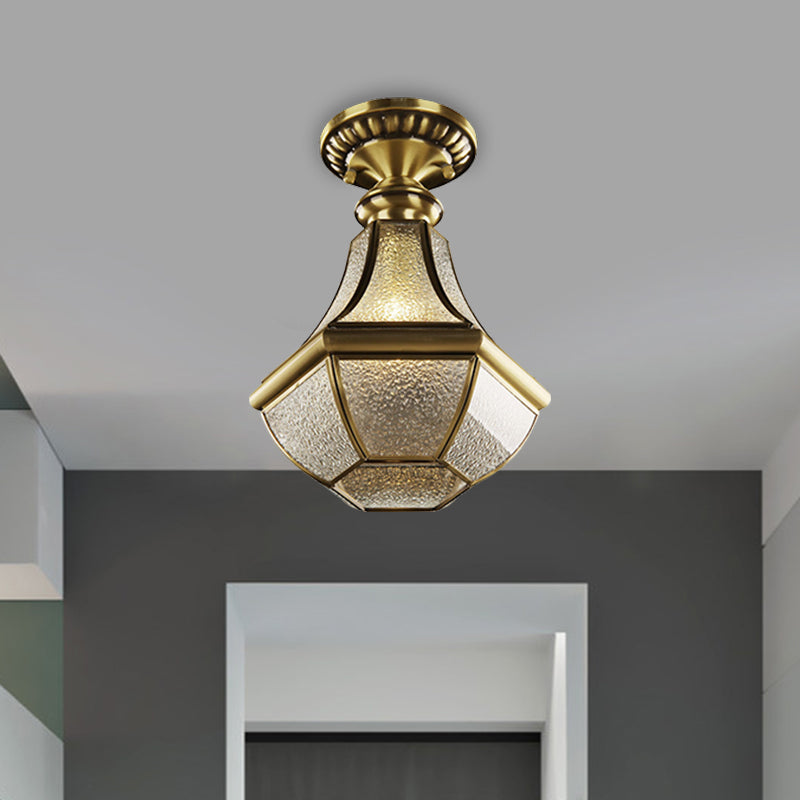 Farmhouse Bell Ceiling Light - Brass Flush Mount for Hallway