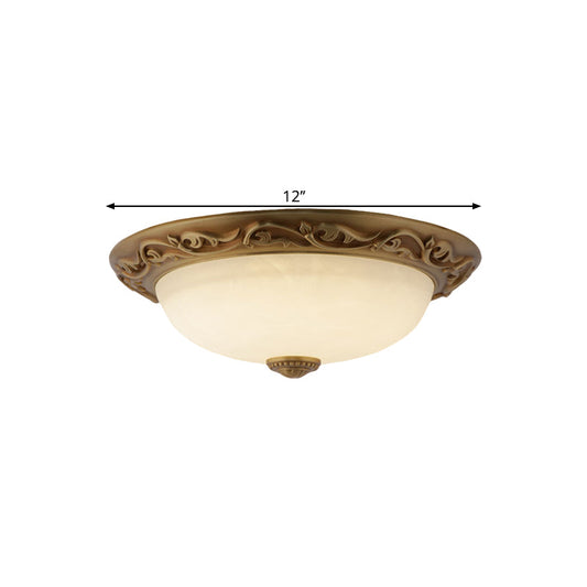 Farmhouse Dome Ceiling Lamp With Opaline Glass Brass Finish - Multiple Sizes & Lights Available