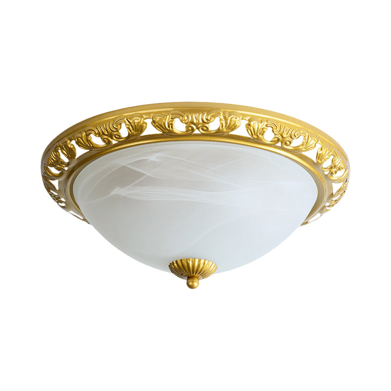 Vintage Dome Glass Flush Mount Ceiling Light Fixture - 2 Bulbs, Brass/Bronze/Copper Finish, 12.5"/15" Width Ideal for Bedroom