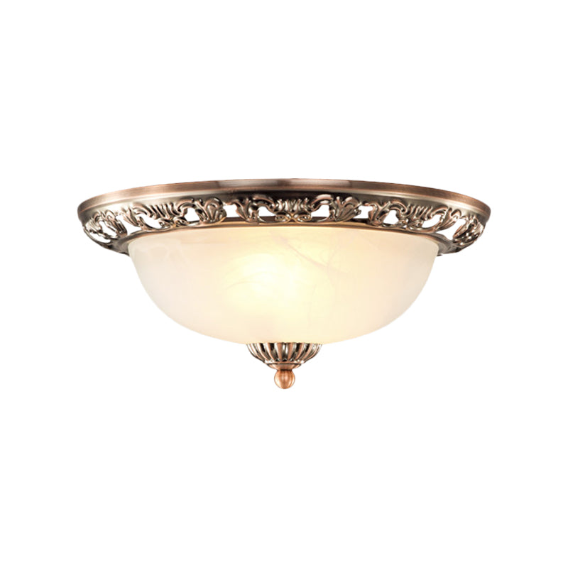 Vintage Dome Glass Flush Mount Ceiling Light Fixture - 2 Bulbs, Brass/Bronze/Copper Finish, 12.5"/15" Width Ideal for Bedroom