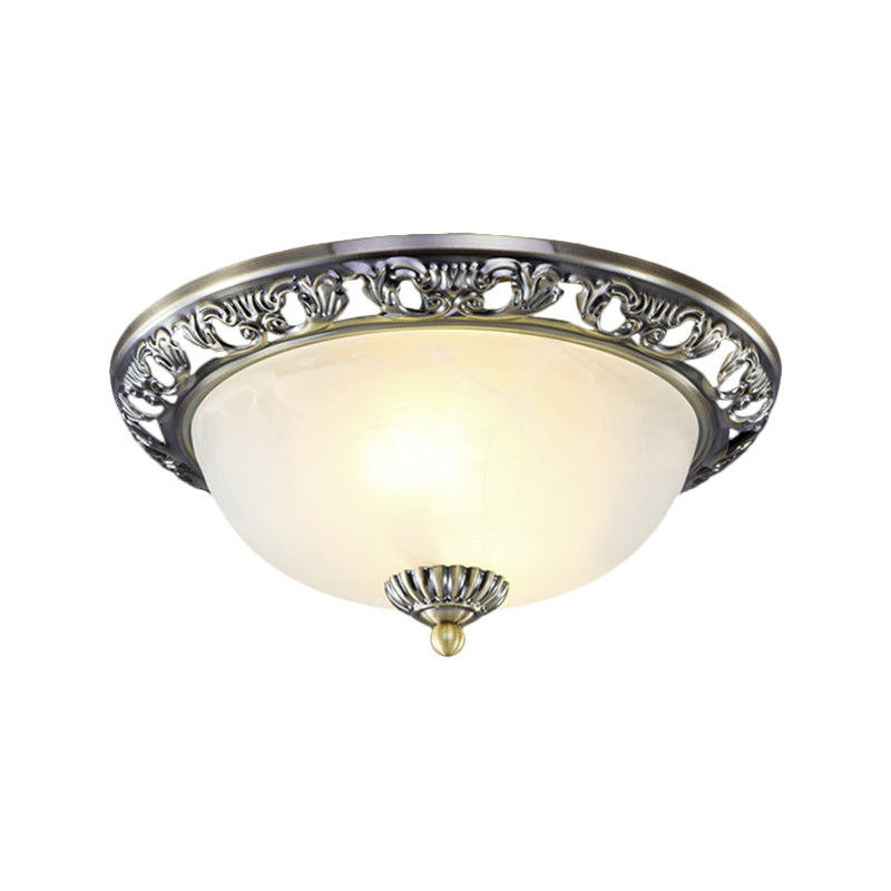 Vintage Dome Glass Flush Mount Ceiling Light Fixture - 2 Bulbs, Brass/Bronze/Copper Finish, 12.5"/15" Width Ideal for Bedroom
