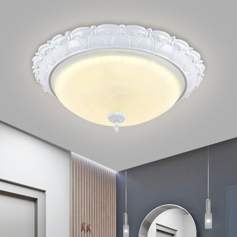 Flush Mount LED Dome Light in Cottage White with Frosted Glass, 16"/20.5" Width - Available in Warm and White Light.