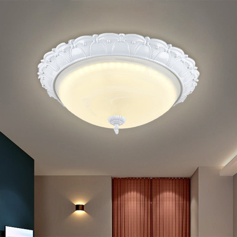 Flush Mount LED Dome Light in Cottage White with Frosted Glass, 16"/20.5" Width - Available in Warm and White Light.