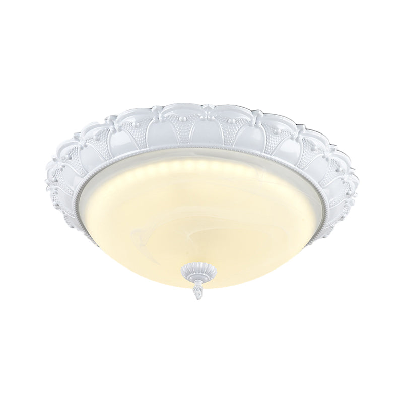 Flush Mount LED Dome Light in Cottage White with Frosted Glass, 16"/20.5" Width - Available in Warm and White Light.
