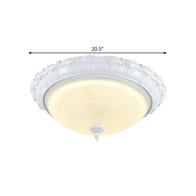 Flush Mount LED Dome Light in Cottage White with Frosted Glass, 16"/20.5" Width - Available in Warm and White Light.