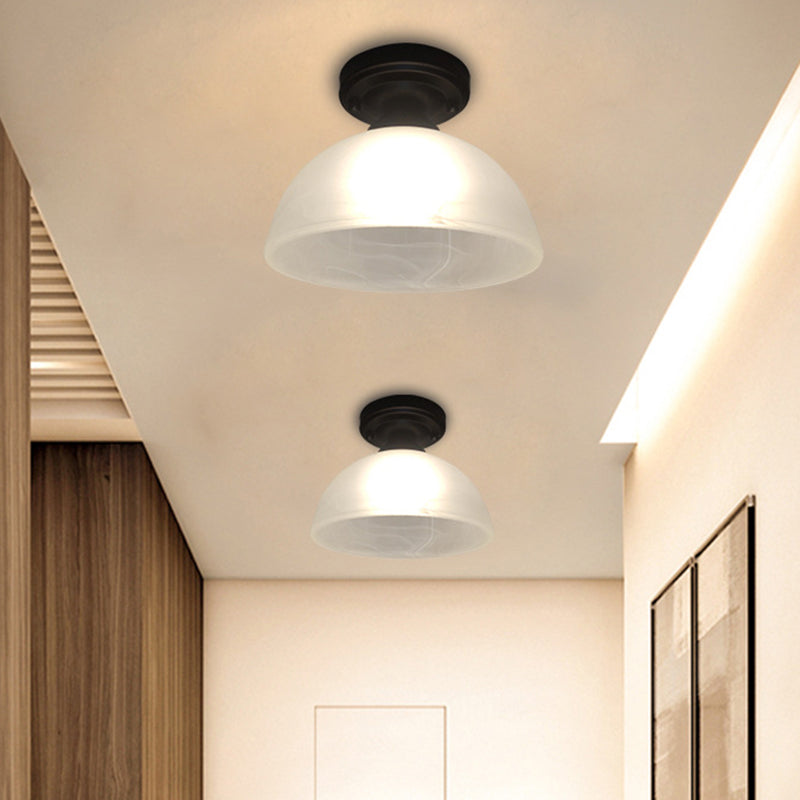 Traditional Black Ceiling Flush Mount with Frosted Glass Head