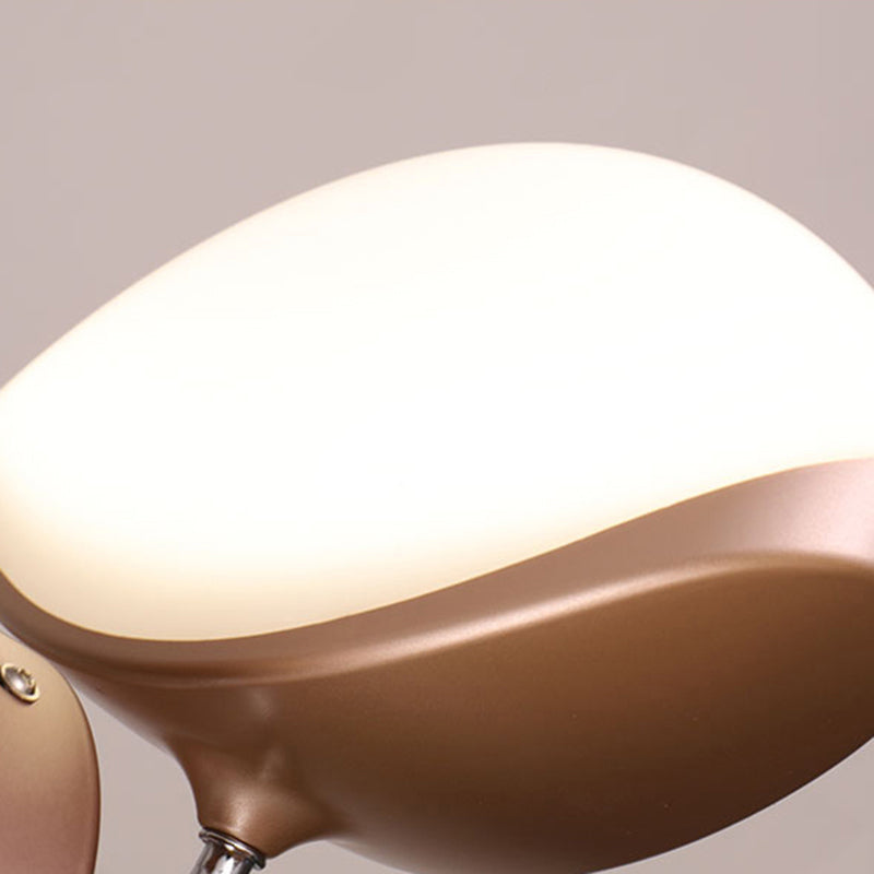 Contemporary Metal LED Pendant Ceiling Light - Elliptical Shape in White/Champagne Gold