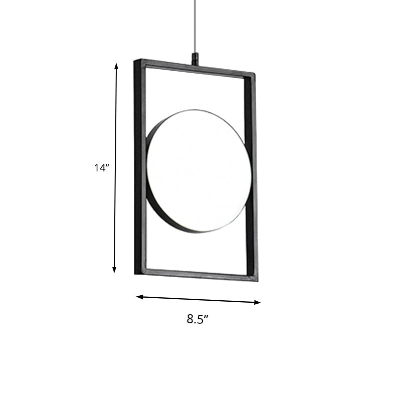 Modern Black Metal LED Pendant Hanging Light, Horizontal/Vertical Suspension Fixture
