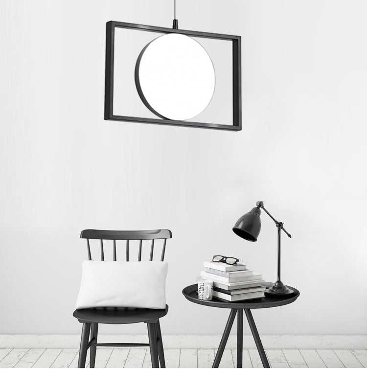 Modern Black Metal LED Pendant Hanging Light, Horizontal/Vertical Suspension Fixture