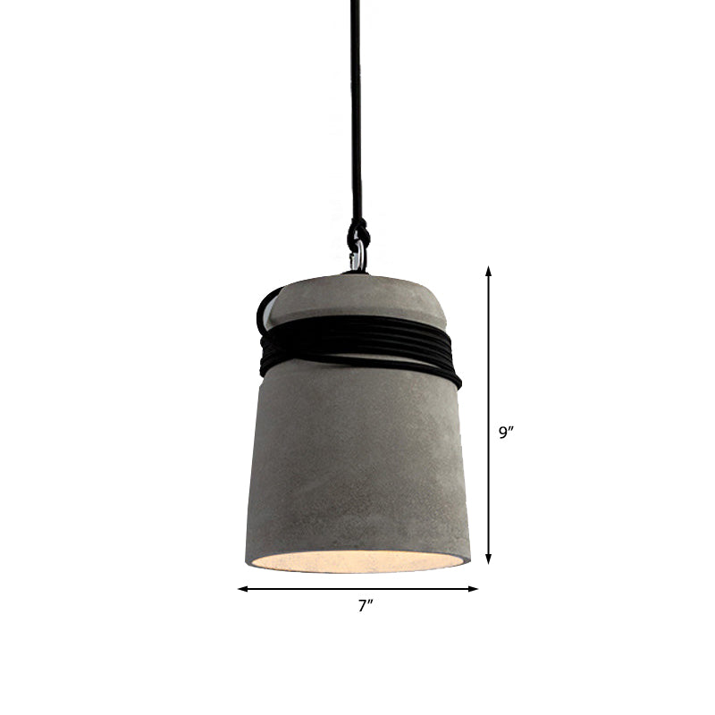 Industrial Style Cement Black/Gray/Beige Finish Pendant Light with Rope