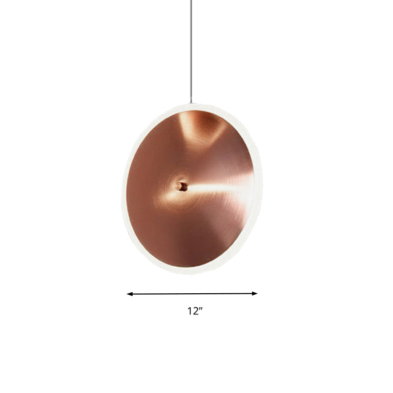 Vertical Disc Hanging Light: 8/12/16W Rose Gold Suspension Pendant With Led Acrylic In Warm/White