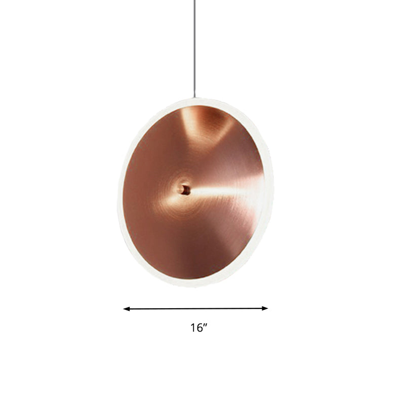 Rose Gold Disc LED Pendant Light in Warm/White - 8/12/16"W