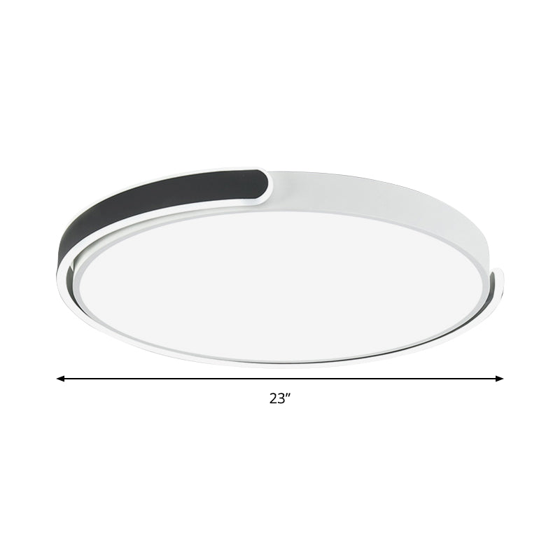 Modern LED Flush Ceiling Light with Acrylic Shade in Black/White/Champagne, 15"/19"/23" Diameter - Warm/White Bedroom Fixture