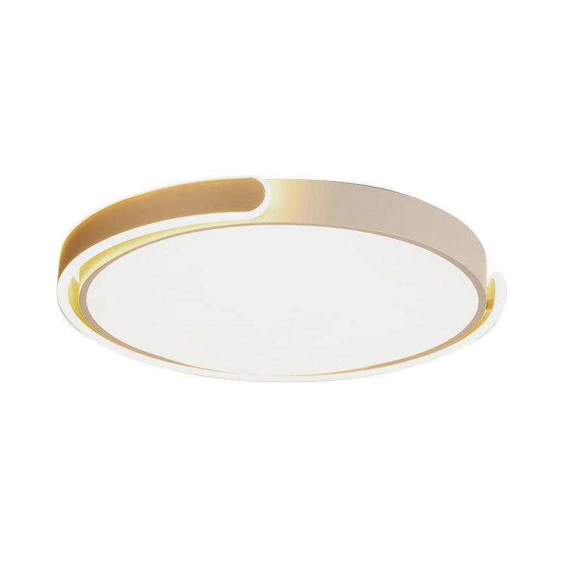 Modern LED Flush Ceiling Light with Acrylic Shade in Black/White/Champagne, 15"/19"/23" Diameter - Warm/White Bedroom Fixture