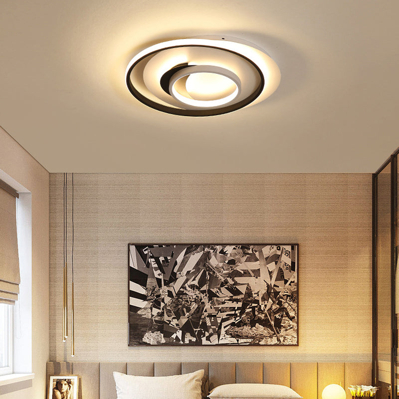 Modern Black Flush Ceiling Lighting Fixture - 18/21.5 Round Acrylic Led Light In Warm/White
